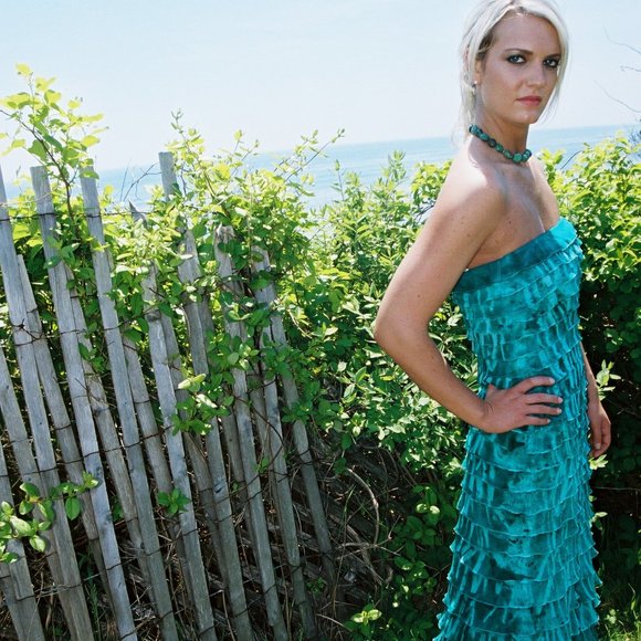 NEW Silk ruffle long Dress bridesmaid prom party beach purple blue M L 6 8 10 - Picture 3 of 3